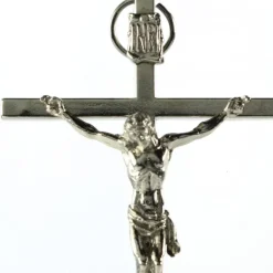 Palais du Rosaire Crucifix métal et Christ argenté 10 cm^ Crucifix Métal