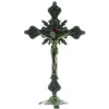 Palais du Rosaire Crucifix métal sur socle style baroque 23cm^ Crucifix Métal