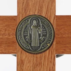 Palais du Rosaire Crucifix sur pied de Saint Benoît en bois 30cm^ Crucifix Bois