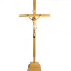 Palais du Rosaire Crucifix sur pied en bois avec Christ en résine 83cm^ Crucifix Résine | Crucifix Bois