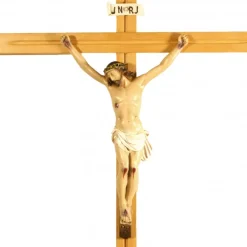 Palais du Rosaire Crucifix sur pied en bois avec Christ en résine 83cm^ Crucifix Résine | Crucifix Bois