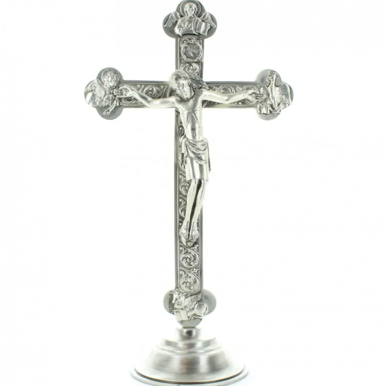 Palais du Rosaire Crucifix sur socle 4 évangéliste 26 cm^ Crucifix Métal