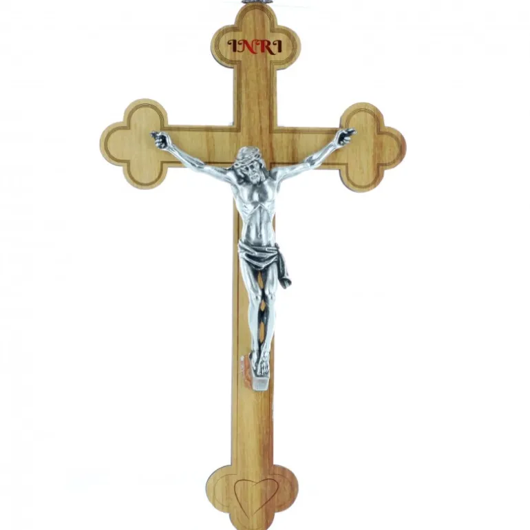 Palais du Rosaire Crucifix trilobé avec un Christ argenté^ Crucifix Métal