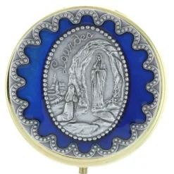 Palais du Rosaire Custode à hosties Apparition de Lourdes bleue 5,5 x 5,5cm^ Custode
