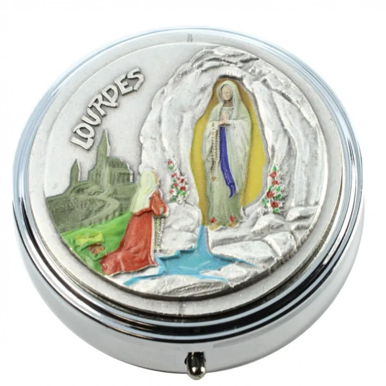 Palais du Rosaire Custode à Hosties argentée avec l'Apparition de Lourdes^ Custode