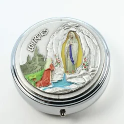 Palais du Rosaire Custode à Hosties argentée avec l'Apparition de Lourdes^ Custode