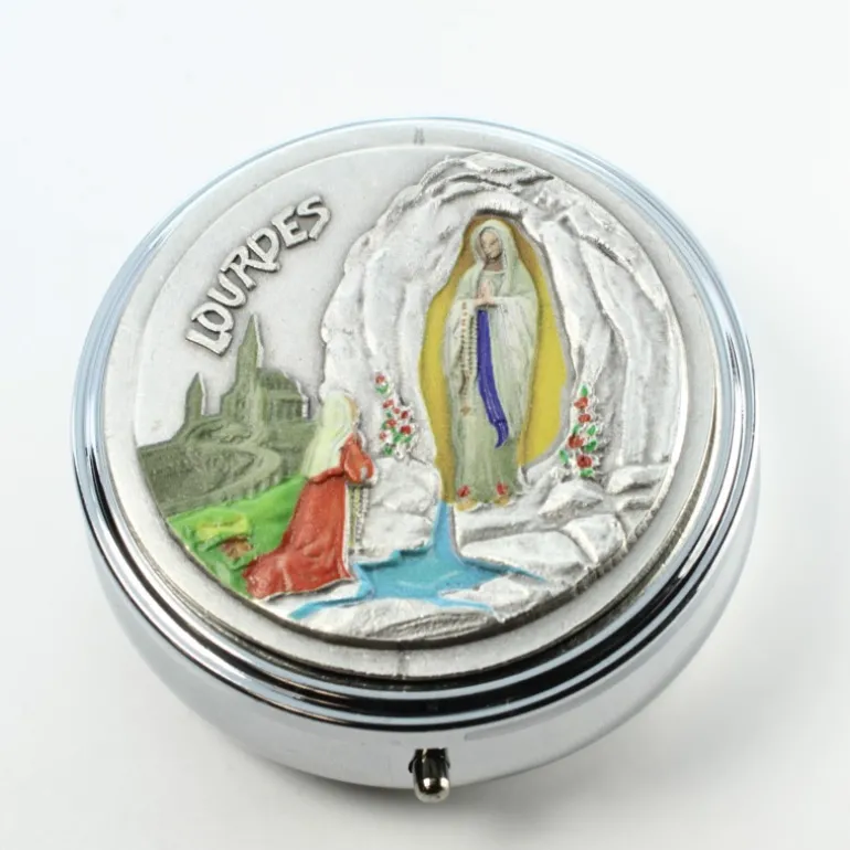Palais du Rosaire Custode à Hosties argentée avec l'Apparition de Lourdes^ Custode