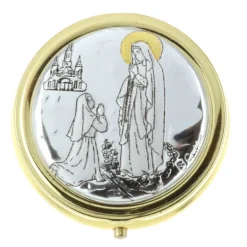 Palais du Rosaire Custode à hosties avec l'Apparition de Lourdes 4,5 x 4,5cm^ Custode