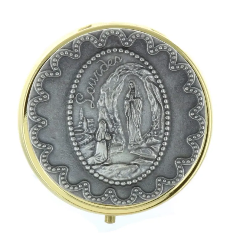 Palais du Rosaire Custode à Hosties de Lourdes dorée 5,5 x 5,5cm^ Custode