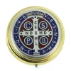 Palais du Rosaire Custode à Hosties dorée avec médaille de Saint Benoit 6 x 6cm^ Custode