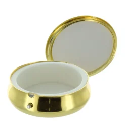 Palais du Rosaire Custode à Hosties dorée avec médaille de Saint Benoit 6 x 6cm^ Custode