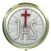 Palais du Rosaire Custode à hosties dorée JHS et croix rouge^ Custode