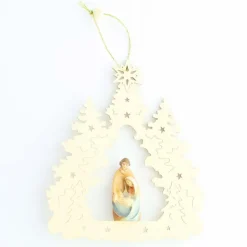 Palais du Rosaire Décoration de Noël suspendue de la Sainte Famille en Bois de 15cm^ Décoration De Noël