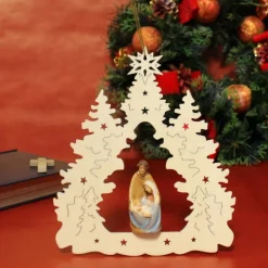 Palais du Rosaire Décoration de Noël suspendue de la Sainte Famille en Bois de 15cm^ Décoration De Noël