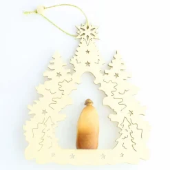 Palais du Rosaire Décoration de Noël suspendue de la Sainte Famille en Bois de 15cm^ Décoration De Noël