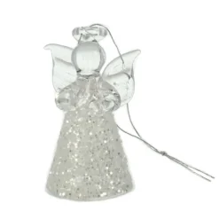 Palais du Rosaire Décoration de sapin d'un Ange en verre avec robe paillettes argentées^ Décoration De Noël