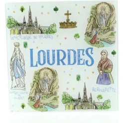 Palais du Rosaire Dessous de plat de Lourdes en verre trempé 20x20cm^ Vaisselle De Lourdes