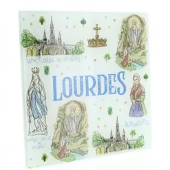 Palais du Rosaire Dessous de plat de Lourdes en verre trempé 20x20cm^ Vaisselle De Lourdes