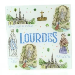 Palais du Rosaire Dessous de plat de Lourdes en verre trempé 20x20cm^ Vaisselle De Lourdes