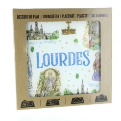 Palais du Rosaire Dessous de plat de Lourdes en verre trempé 20x20cm^ Vaisselle De Lourdes