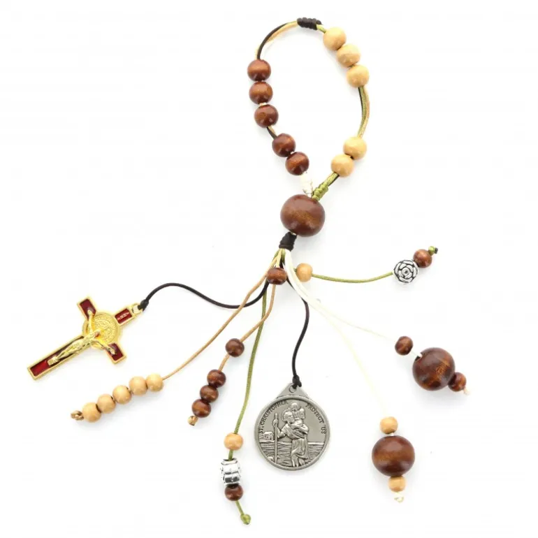 Palais du Rosaire Dizainier de Voiture Saint Christophe et Croix Saint Benoît^ Chapelet De Saint Benoît | Chapelet Dizainier