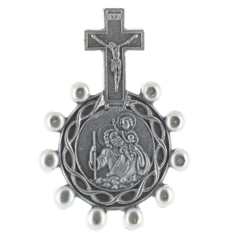 Palais du Rosaire Dizainier métal et Apparition de Lourdes et Saint Christophe^ Chapelet De Lourdes | Chapelet Dizainier
