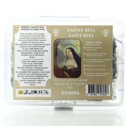 Palais du Rosaire Encens Naturel en Grains de Sainte Rita avec prière - Boîte 50g^ Encens En Grains