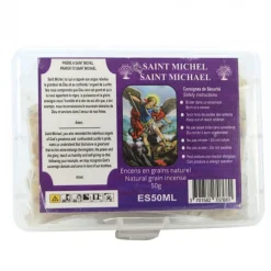 Palais du Rosaire Encens Naturel en Grains de Saint Michel avec prière - Boîte 50g^ Encens En Grains