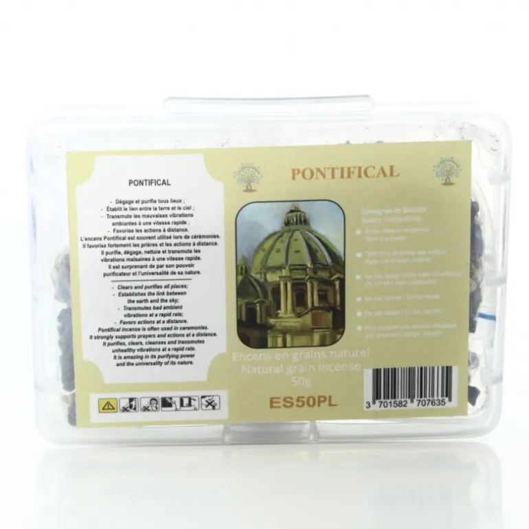 Palais du Rosaire Encens Naturel en Grains Pontifical - Boîte 50g^ Encens En Grains