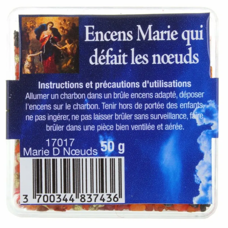 Palais du Rosaire Encens religieux en grains de Marie qui défait les noeuds, 50g^ Encens En Grains