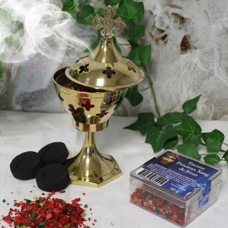 Palais du Rosaire Encens religieux en grains du Précieux Sang de Jésus, 50g^ Encens En Grains
