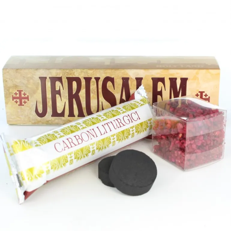 Palais du Rosaire Encens religieux fragrance rose 35g et 10 charbons^ Encens En Grains