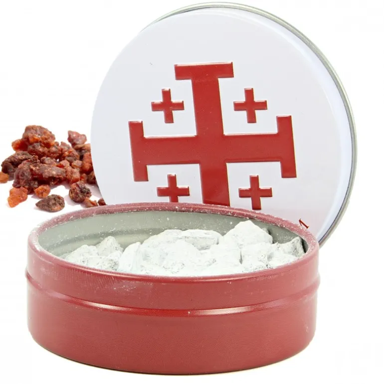 Palais du Rosaire Encens religieux fragrance Myrrhe 30g en grains avec boîte métallique^ Encens En Grains