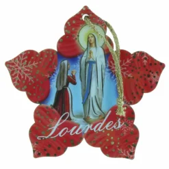 Palais du Rosaire Etoile de Noël en bois avec l'Apparition de Lourdes^ Décoration De Noël