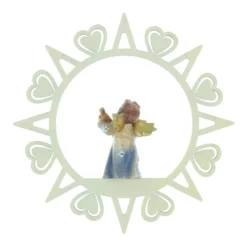 Palais du Rosaire Etoile de Sapin de Noël en bois avec un Ange 8,5 x 8,5cm^ Décoration De Noël