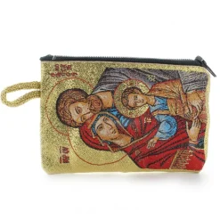 Palais du Rosaire Etui à Chapelet en fil doré 10x7 cm décoré de la Sainte Famille^ Porte-Monnaie | Etui À Chapelet