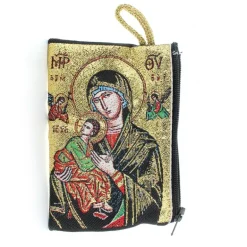 Palais du Rosaire Etui à Chapelet en fil doré 10x7 cm décoré de la Vierge Noire^ Porte-Monnaie | Etui À Chapelet