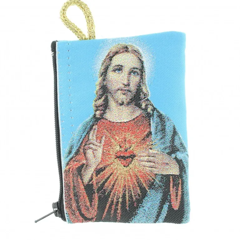 Palais du Rosaire Etui à Chapelet en fil doré 10x7 cm décoré des Cœurs Unis^ Porte-Monnaie | Etui À Chapelet