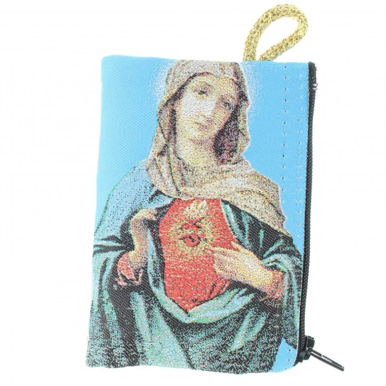 Palais du Rosaire Etui à Chapelet en fil doré 10x7 cm décoré des Cœurs Unis^ Porte-Monnaie | Etui À Chapelet