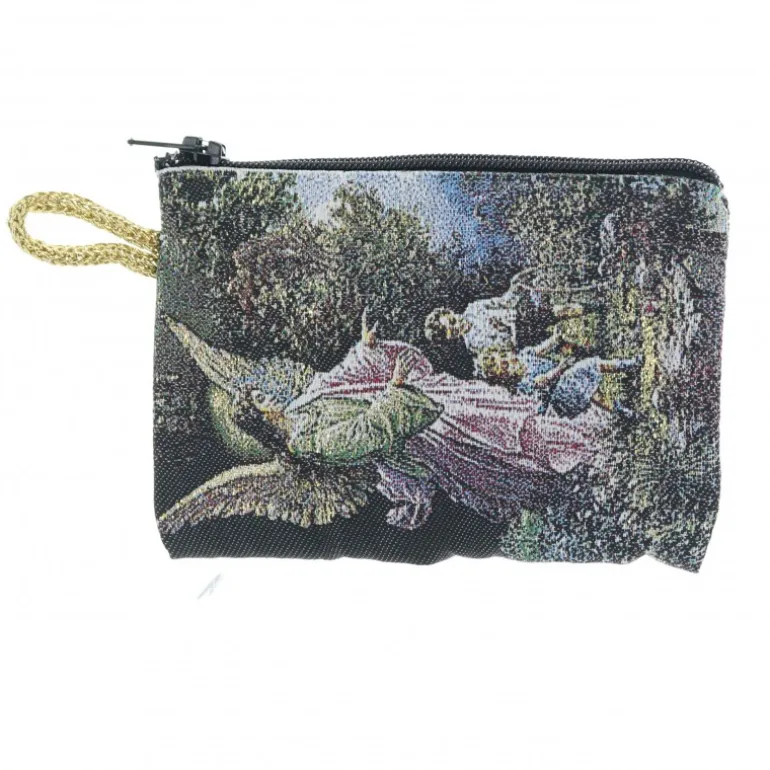 Palais du Rosaire Etui à Chapelet en fil doré 10x7 cm décoré de l'Ange Gardien^ Porte-Monnaie | Etui À Chapelet