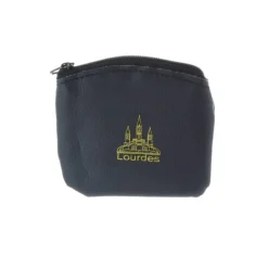 Palais du Rosaire Etui à chapelet néoprène noir et Basilique de Lourdes dorée^ Etui À Chapelet