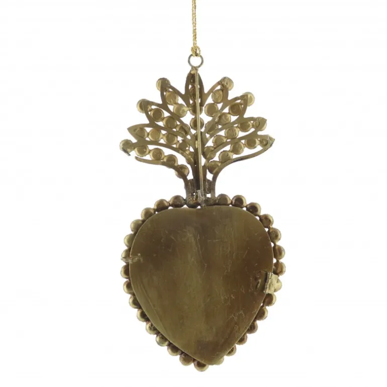 Palais du Rosaire Ex Voto Blanc et Doré à suspendre 21cm^ Ex-Voto