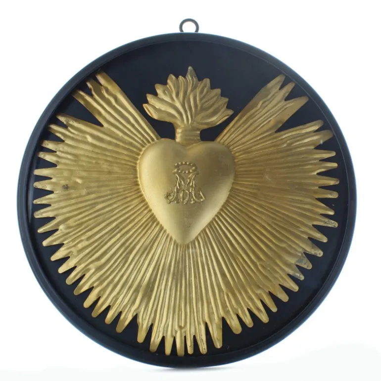 Palais du Rosaire Ex voto rond et doré 28cm à suspendre^ Ex-Voto | Cadre Religieux