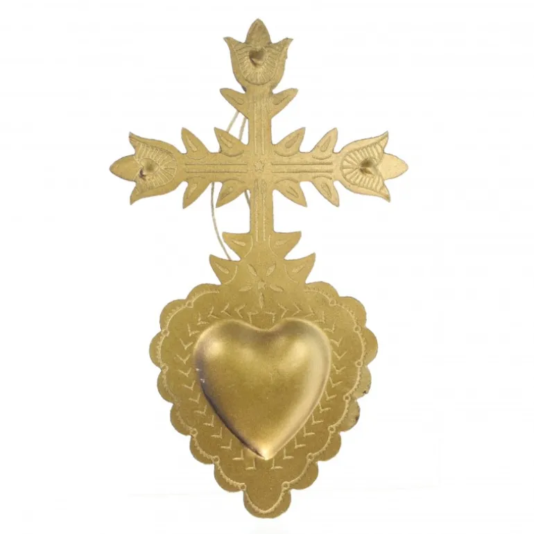 Palais du Rosaire Ex-Voto en pendentif avec croix dorée 15cm^ Ex-Voto