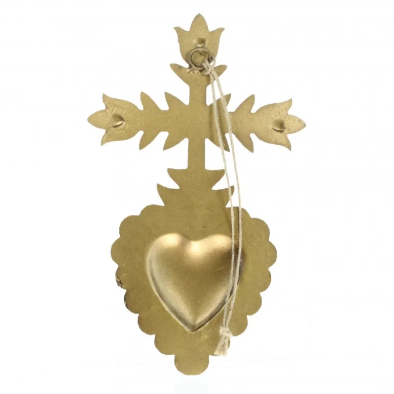 Palais du Rosaire Ex-Voto en pendentif avec croix dorée 15cm^ Ex-Voto