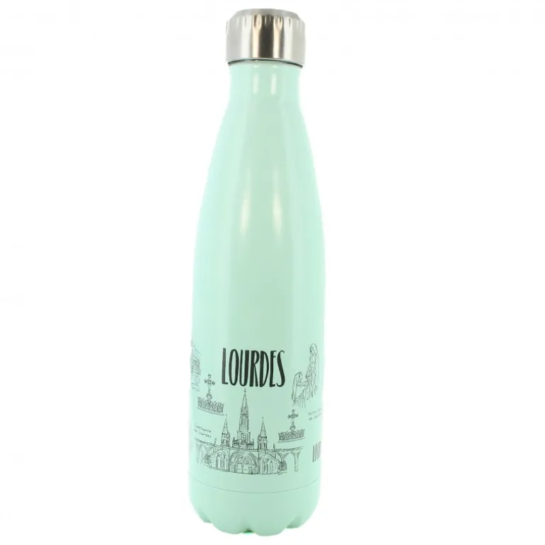Palais du Rosaire Gourde isotherme en inox "Lourdes" remplie de 500ml d'eau de Lourdes^ Bouteille Eau De Lourdes