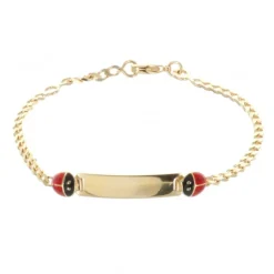 Palais du Rosaire Gourmette pour enfant en Plaqué Or avec une décoration coccinelle^ Bracelet Plaqué Or