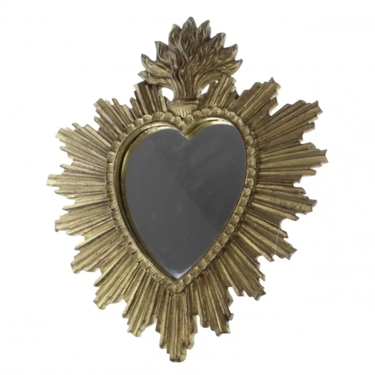 Palais du Rosaire Grand miroir Ex-voto en résine dorée^ Ex-Voto