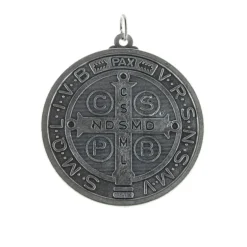 Palais du Rosaire Grande Médaille de Saint Benoît en métal argenté 4,8cm^ Médaille De Saint | Médaille Et Croix Métal