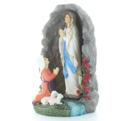 Palais du Rosaire Grotte en résine avec l'apparition de Lourdes au chapelet 22 cm^ Statue De Notre Dame De Lourdes